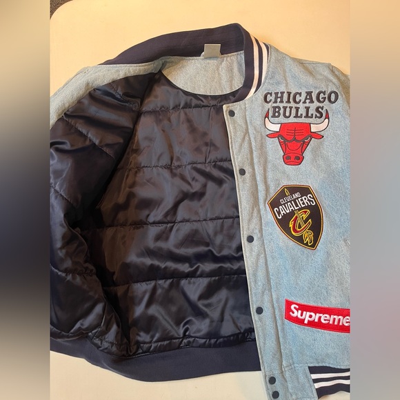 Supreme nba denim varsity grey denim jacket - Picture 4 of 5